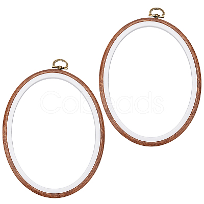 PP & PVC Plastic Imitation Wood Cross Stitch Embroidery Hoops DIY-WH20055-058B-02-1