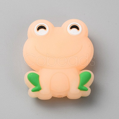 Frog Luminous Food Grade Eco-Friendly Silicone Beads LS-SIL-WH0003-12G-1