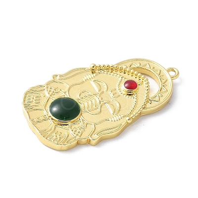 Elephant Brass Resin Pendants KK-K399-04G-1