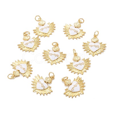 Golden Brass Enamel Pendants KK-A155-15G-1