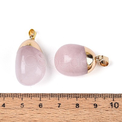 Natural Rose Quartz Pendants G-N360-05G-02-1