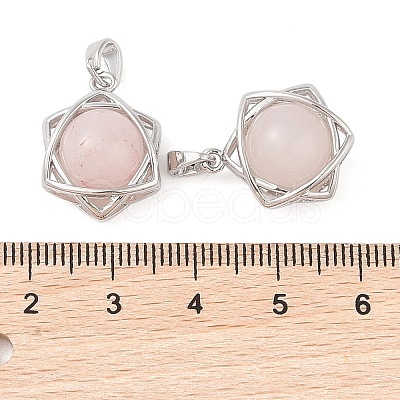 Natural Rose Quartz Round Pendants G-M440-04E-P-1