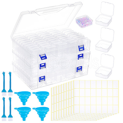 3 Sets Rectangle PP Plastic Organizer Storage Boxes CON-TW0001-02-1