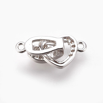 Brass Micro Pave Cubic Zirconia Fold Over Clasps KK-P164-09P-1