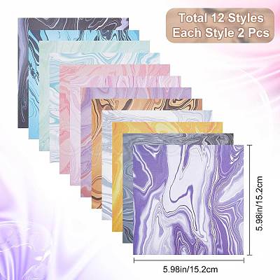 24 Sheet 12 Style Square with Marble Pattern Scrapbook Paper Pad SCRA-GF0001-05-1