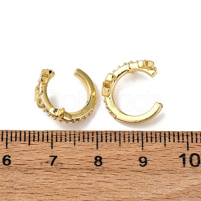 Brass Micro Pave Clear Cubic Zirconia Cuff Earrings EJEW-D328-02G-03-1