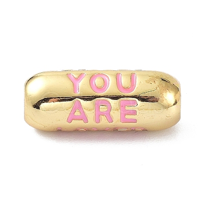 Eco-Friendly Brass Enamel Beads KK-C220-06G-03-1