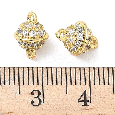 Brass Micro Pave Clear Cubic Zirconia Bell Connector Charms KK-Z120-32G-1