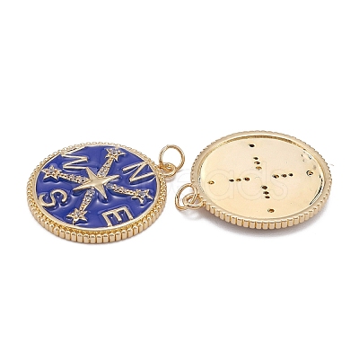 Eco-Friendly Brass Micro Pave Clear Cubic Zirconia Enamel Pendants ZIRC-C024-01G-03-1