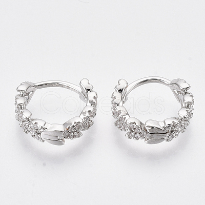 Brass Micro Pave Cubic Zirconia Huggie Hoop Earring EJEW-N011-03P-1