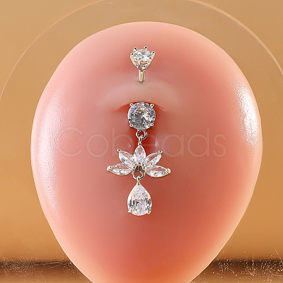 316L Surgical Stainless Steel Micro Pave Clear Cubic Zirconia Belly Rings FS-WG9E32A-08-1
