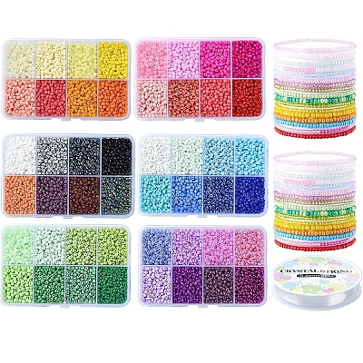 DIY Round Glass Beads Bracelet Making Kits SEED-YW0002-64A-1