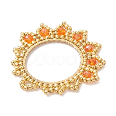 Glass Seed Beaded Flower Pendants PALLOY-MZ01237-03-1
