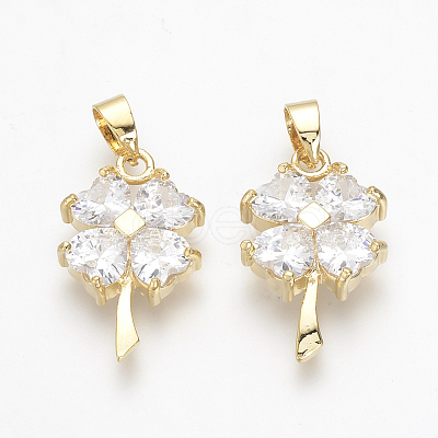 Brass Cubic Zirconia Pendants X-KK-R015-112G-1