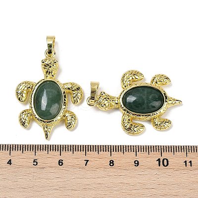 Natural Green Aventurine & Brass Pendants KK-F887-01G-20-1