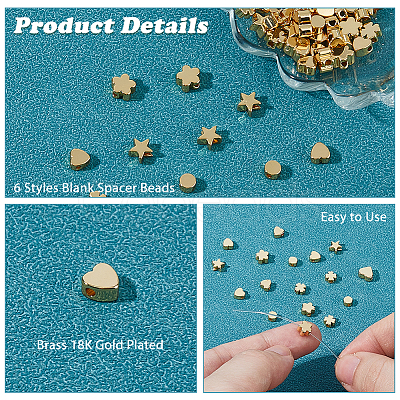 60Pcs 6 Styles Brass Beads KK-HS0015-06-1