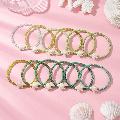 12Pcs Dyed Synthetic Turtle Bracelets BJEW-JB13502-01-1