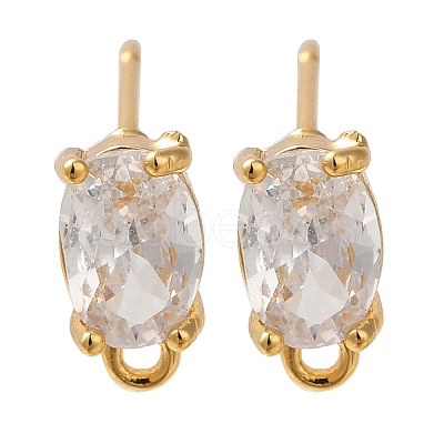 Brass Clear Cubic Zirconia Stud Earrings Finding for Women EJEW-B107-16G-1