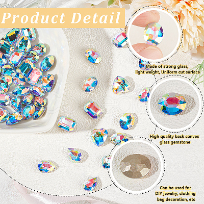 56Pcs 4 Styles Glass Rhinestone Cabochons RGLA-BBC0001-02-1