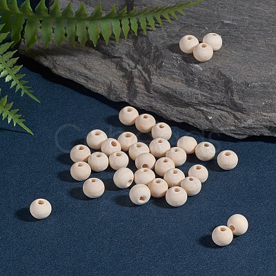 Natural Unfinished Wood Beads WOOD-S651-8mm-LF-1