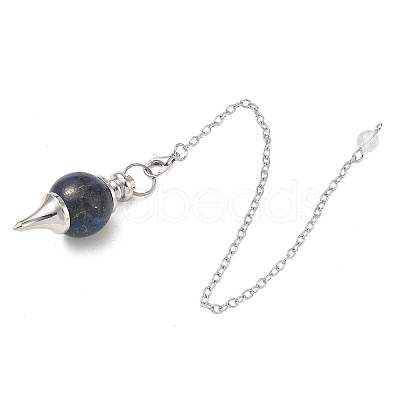 Natural Lapis Lazuli Sphere Dowsing Pendulums BJEW-E292-A03-1