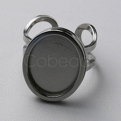 304 Stainless Steel Cuff Ring Components FIND-WH0129-73P-1