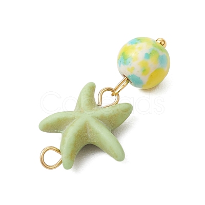 8Pcs 8 Colors Dyed Synthetic Turquoise Starfish Round Pendants PALLOY-JF04128-02-1