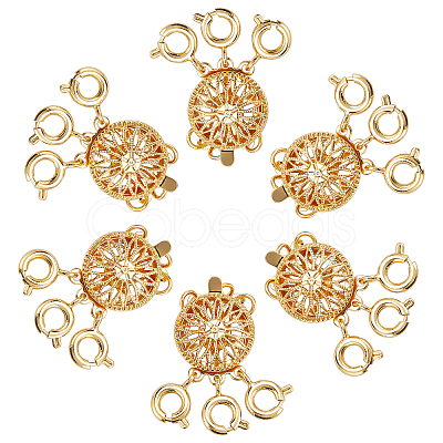 3-Strand 6-Hole Brass Box Clasps FIND-SC0003-31G-1