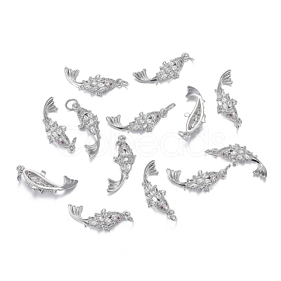 Brass Micro Clear Cubic Zirconia Pendants ZIRC-F120-044P-1