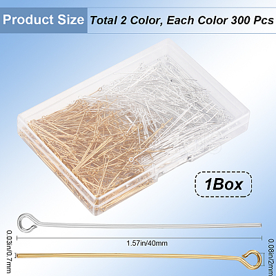 600Pcs 2 Colors Brass Eye Pin KK-SP0001-68C-1