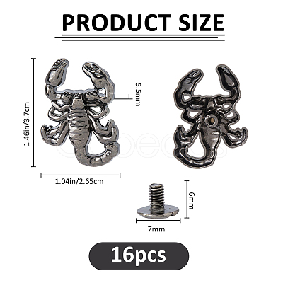 16Bags Scorpion Alloy with Iron Decorative Rivets BUTT-FH0001-035A-1