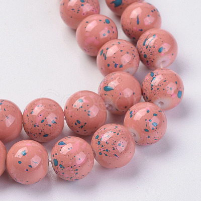 Opaque Baking Painted Glass Beads Strands GLAA-L024-D-21-1