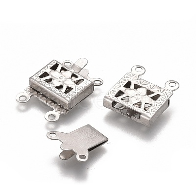 Tarnish Resistant 304 Stainless Steel Box Clasps STAS-P249-05P-1