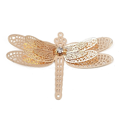 Brass Crystal Rhinestone Hollow 3D Dragonfly Connector Charms KK-A261-07KCG-1