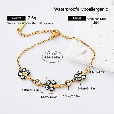 304 Stainless Steel Enamel Link Bracelets with Crystal Rhinestone EA0666-1-1