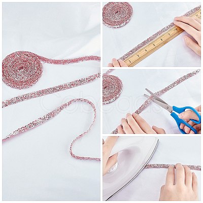 3 Yards Glitter Hotfix Rhinestone(Hot Melt Adhesive On The Back) DIY-WH0176-53C-01-1