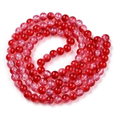Transparent Crackle Baking Paint Glass Beads Strands DGLA-T003-01C-08-1