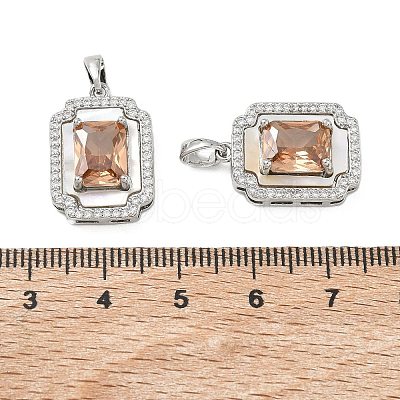 Brass Micro Pave Cubic Zirconia Pendants KK-C172-21P-1