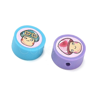 Printed Handmade Polymer Clay Beads CLAY-I016-08E-1