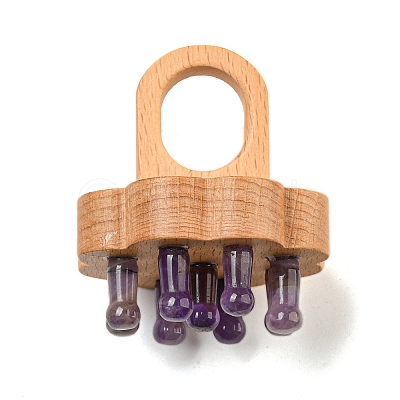 Natural Mixed Stone Scalp Massager AJEW-G058-02-1