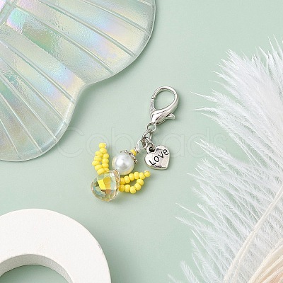 Angel Glass Seed Beads Pendant Decorations HJEW-MZ00109-02-1