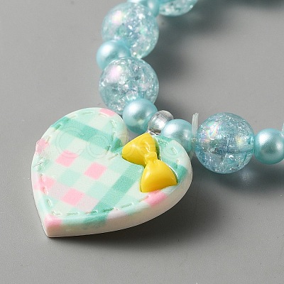 Cute Plastic Charm Stretch Bracelet with Round Beaded for Women BJEW-TAC0009-02A-1