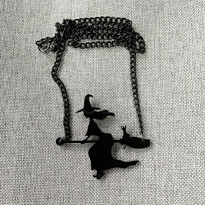 Halloween Acrylic Pendant Aluminium Curb Chain Necklaces FS-WG5E45F-01-1