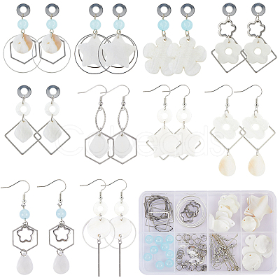 SUNNYCLUE DIY Star & Flower Natural Shell Dangle Earrings Making Kit DIY-SC0025-13-1