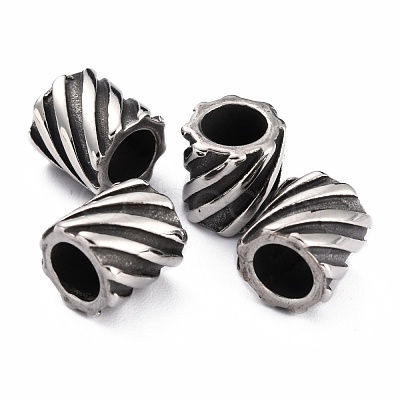 304 Stainless Steel European Beads Hand Polished STAS-B011-07AS-1