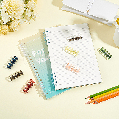 18Pcs 9 Colors 5-Ring Plastic Loose Leaf Book Binder Hinged Rings FIND-CP0002-34-1