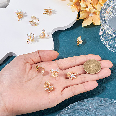 10Pcs 5 Styles Brass Micro Pave Cubic Zirconia Ear Cuff Findings KK-TA0003-23-1