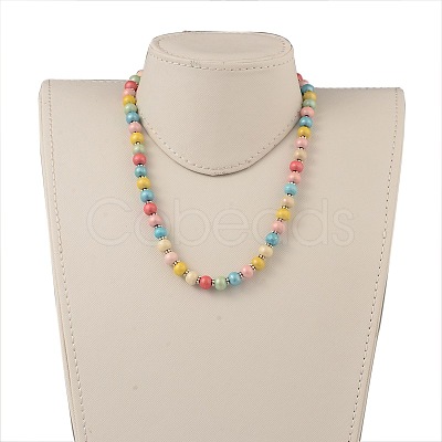 Children's Day Gift Dyed Drum Wood Beaded Kids Necklaces & Stretch Bracelets Jewelry Sets SJEW-JS00859-1