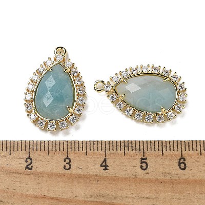 Natural Flower Amazonite Faceted Teardrop Pendants G-I375-01G-20-1