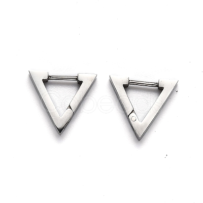 Tarnish Resistant 304 Stainless Steel Triangle Huggie Hoop Earrings STAS-J033-02A-P-1